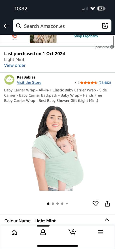 Sling - Porta bebé novo cor azul claro