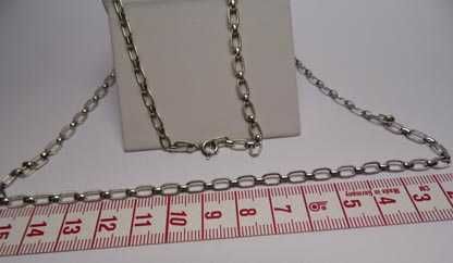 Srebrny łańcuszek ciekawy wzór owalne ryflowane ogniwa  61 cm. 3,8 mm.