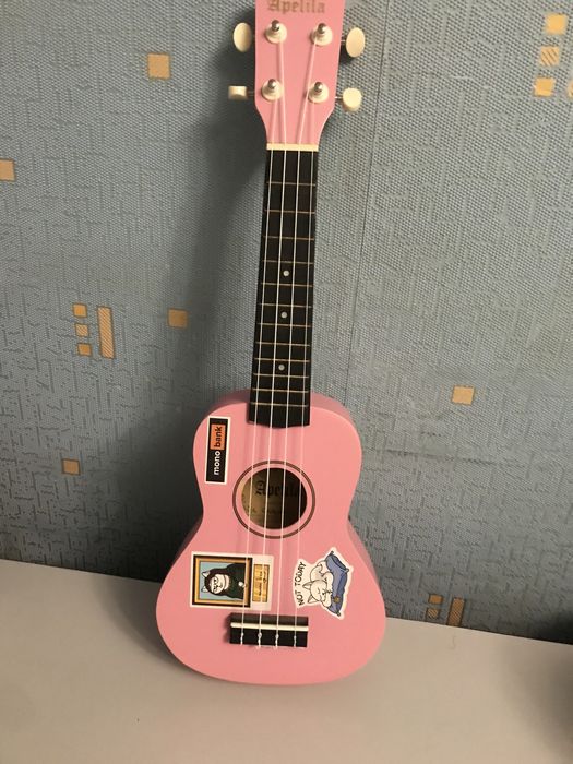 Укулеле с медиатором и струнами.