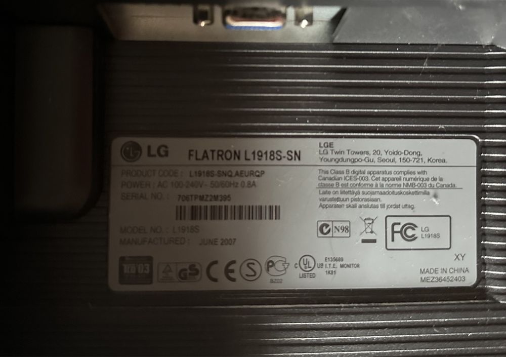 Monitor LG Flatron L1918-s