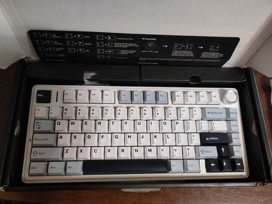 Aula F75 Механічна клавіатура White-Blue Ігрова Бездротова