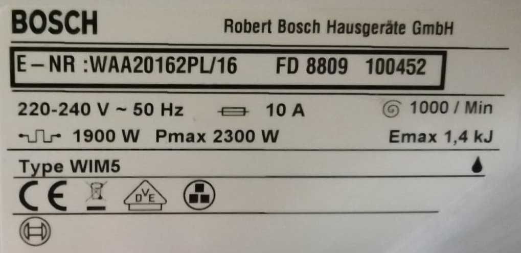 Pralka BOSCH Classixx 5 - uszkodzona na części