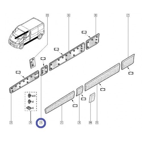 Клипса крепления молдинга (листвы) РЕНО ТРАФИК/Renault Traffic, Kango,