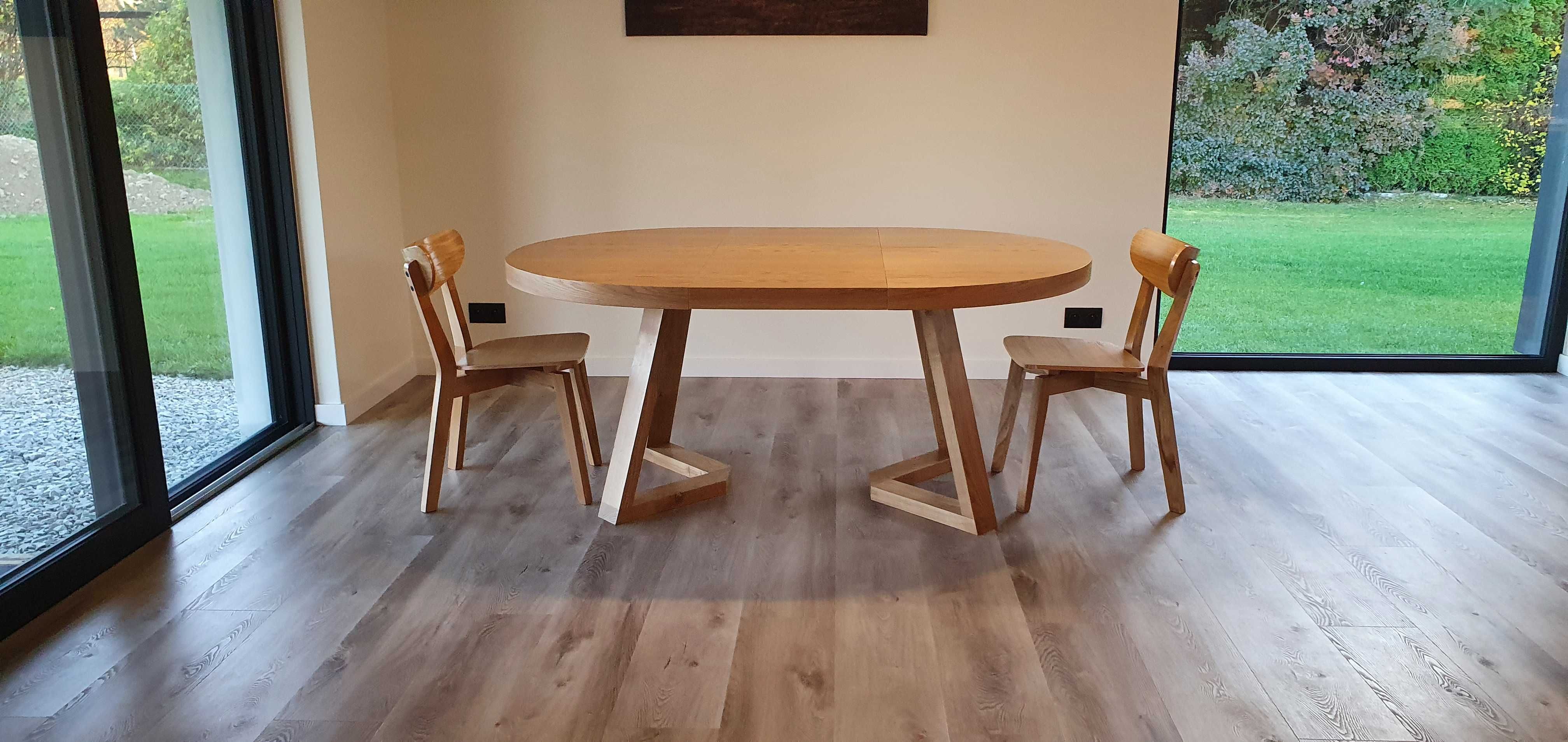 Nowoczesny stół dębowy okrągły rozkładany 2x50cm Loft 1