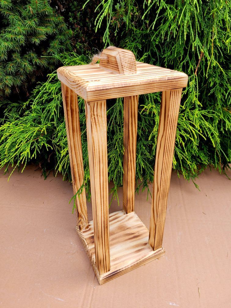 Lampion drewniany opalany 30cm