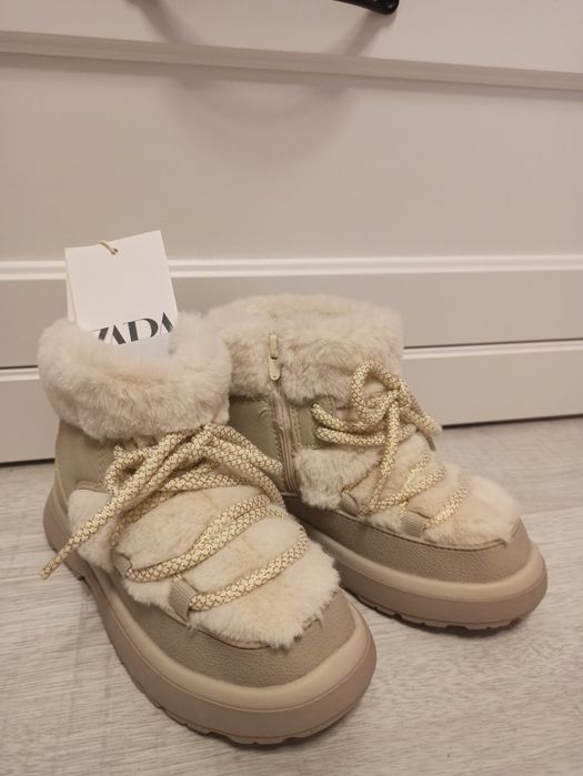 Kozaki śniegowce zimowe ocieplane dla dziewczynki Zara r.27