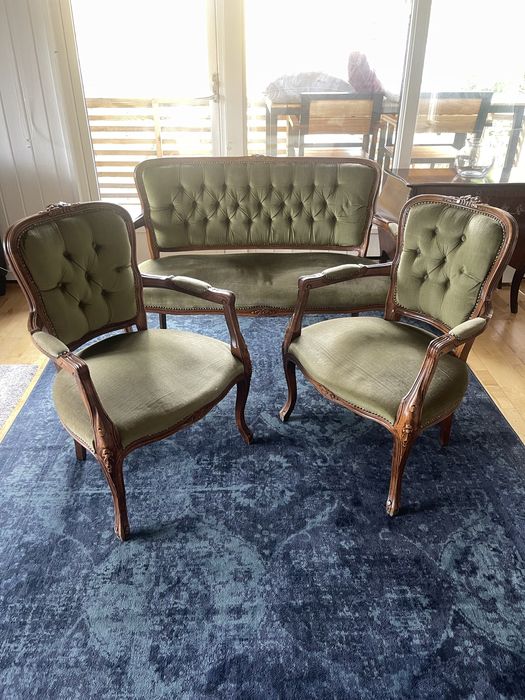 Komplet w stylu ludwik  sofa i dwa krzesła