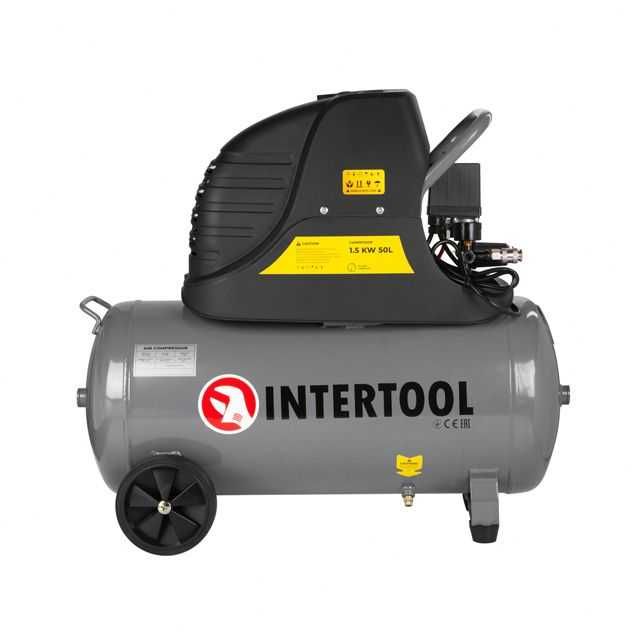 Компресор 50л, 1.5 кВт, 220 В, 8 aтм, 206 л/хв. INTERTOOL PT-0003.