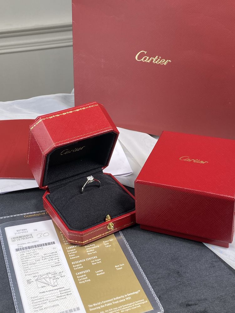 Каблучка з діамантом 0.7 ct GIA Cartier | кольцо бриллиант сертификат