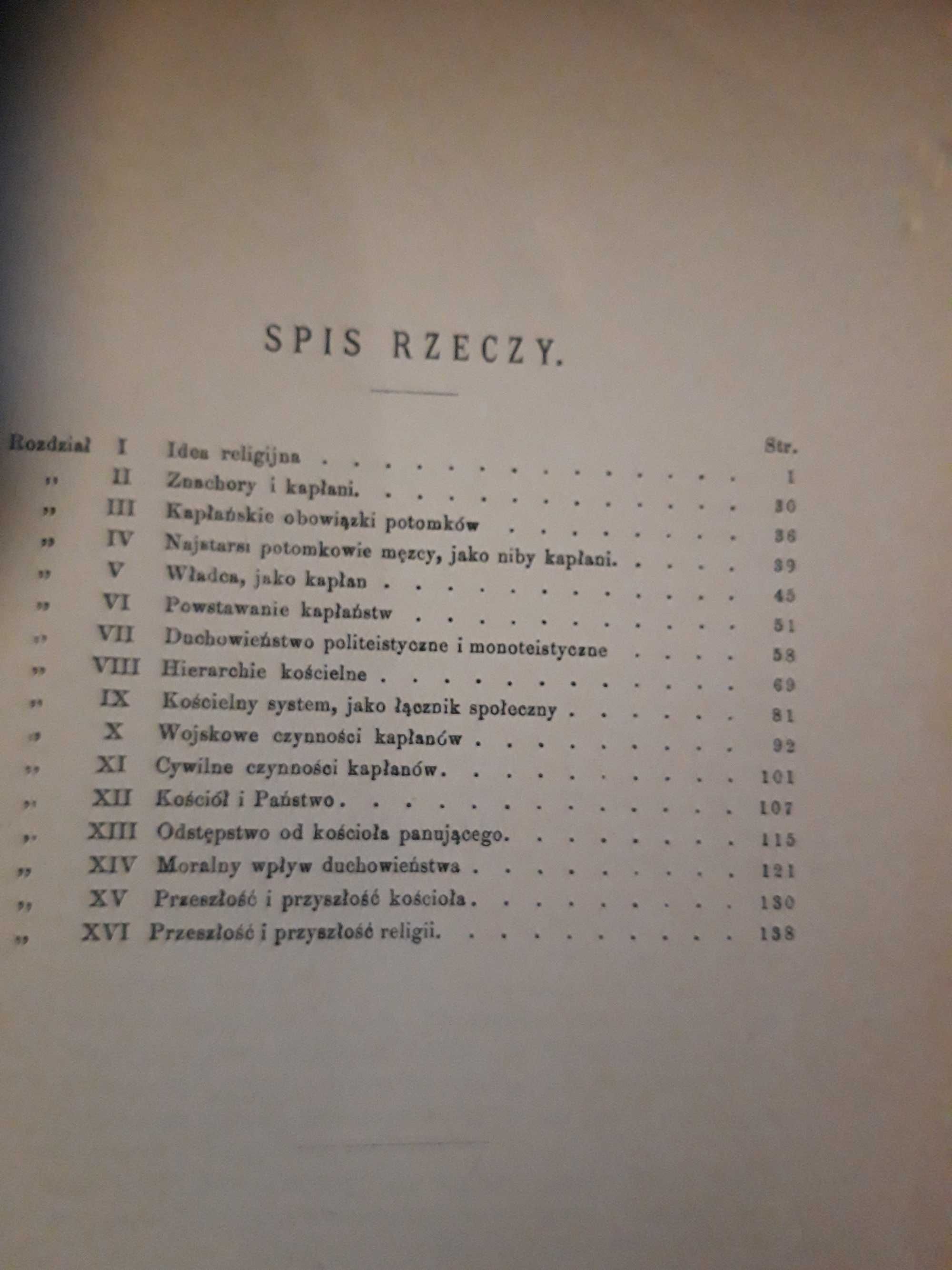 Instytucyje Kościelne  -H.  Spencer -W-wa 1891, unikat