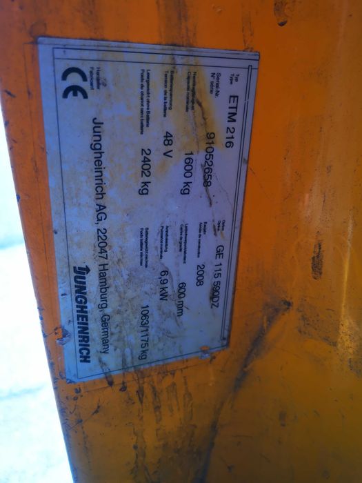 Wózek widłowy Jungheinrich ETV ETM 216 nowa bateria 48/775AH