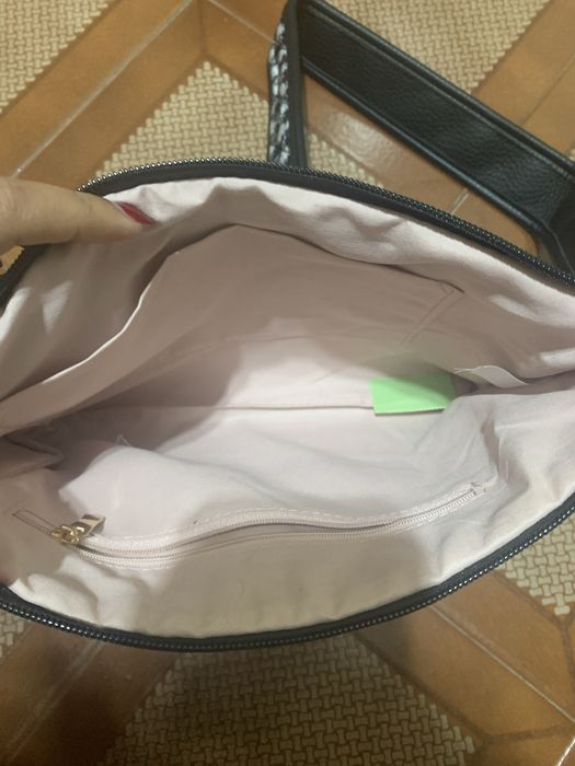 Carteira/mala xadrez preto e branco com lantejoulas