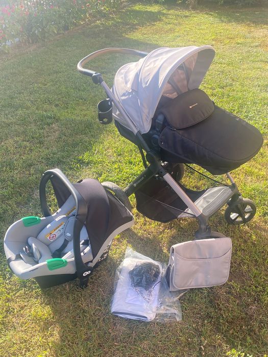 Szary Wózek dziecięcy gondola i spacerówka 3w1 Kinderkraft