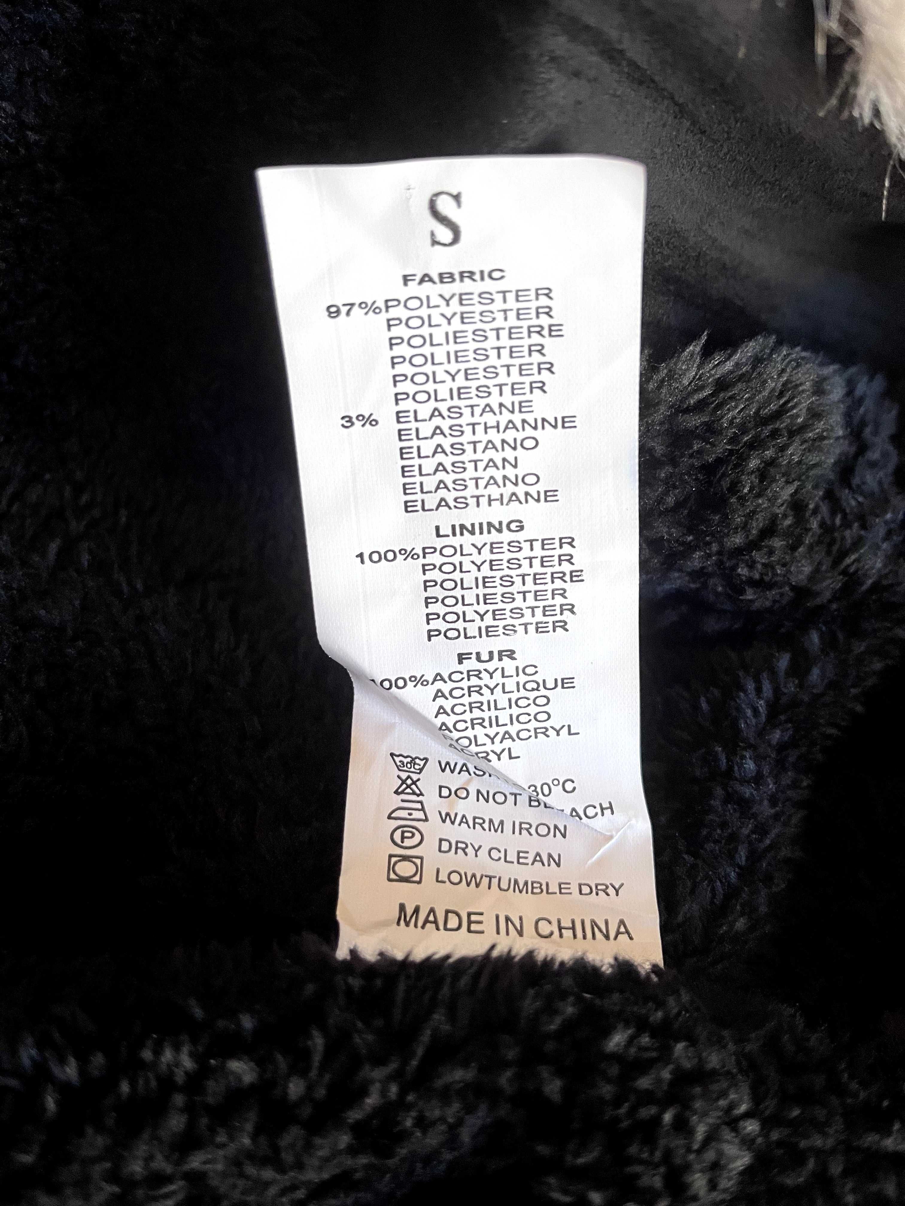 Casaco / Parka Preto com Pele Sintética Bege