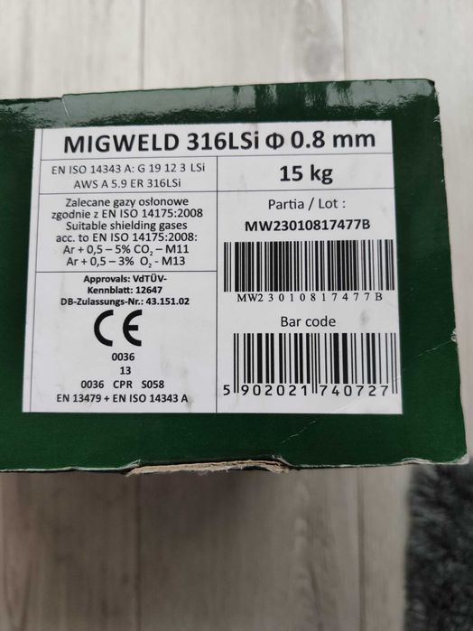Drut spawalniczy NIERDZEWNY 316LSi fi 0,8mm 15 kg