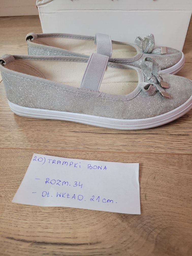 Trampki dziewczece srebne rozm 34