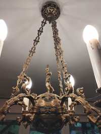 Zyrandol lampa wisząca mosiądz sześć ramion