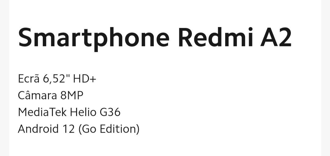 Xiaomi Redmi A2 como novo