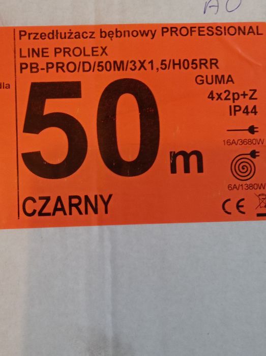 Przedłużacz bębnowy budowlany 3x1,5  50m nowy