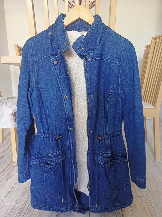 Kurtka damska jeansowa z kożuszkiem