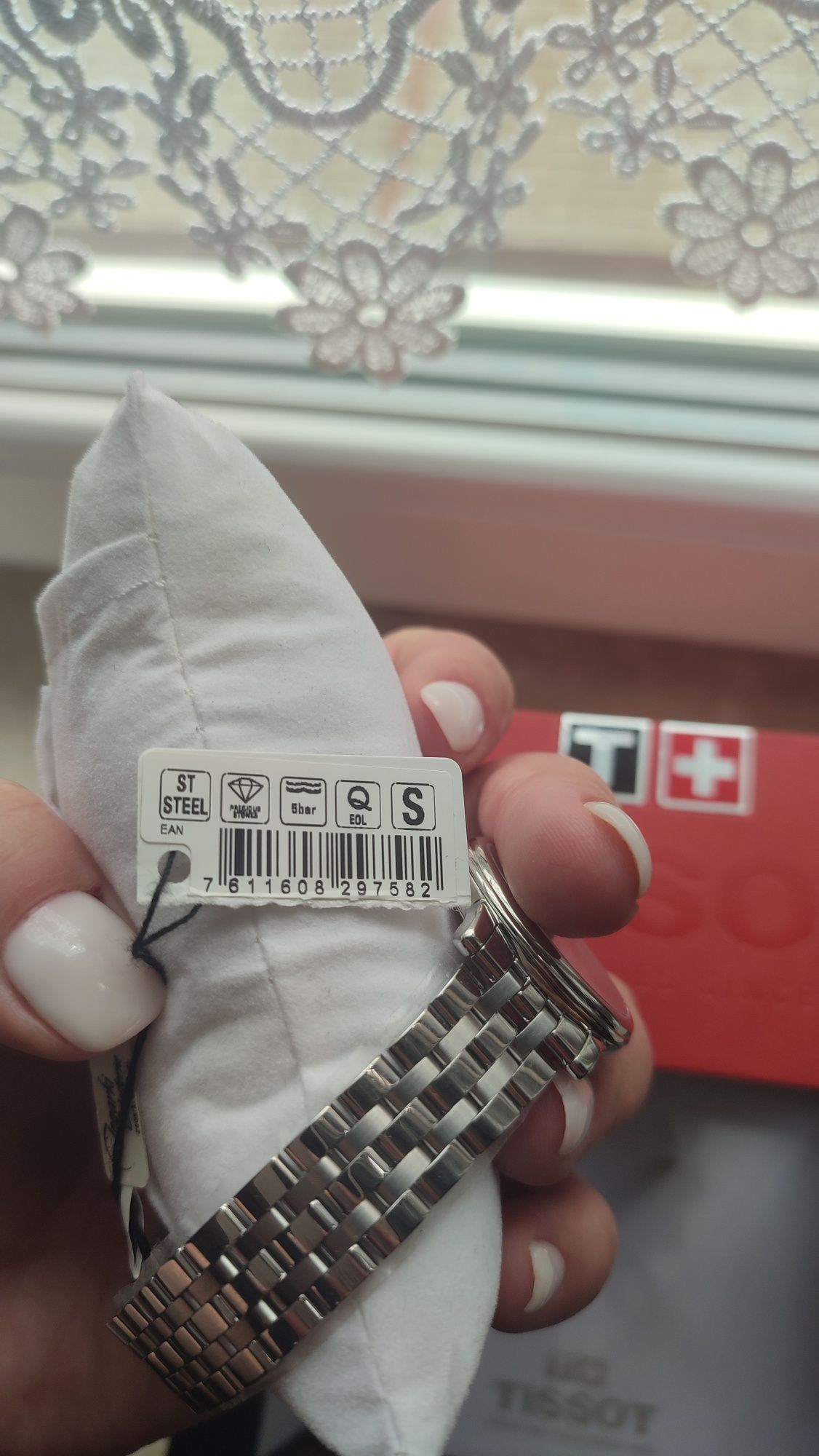 Tissot zegarek Carson Premium Lady różowy kwarcowy bransoleta srebrny