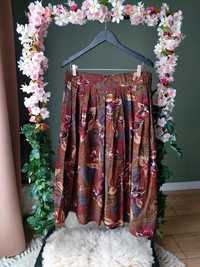 Damska Vintage spódnica Midi 100% viskoza w kwiaty wzory kolorowa XL/X