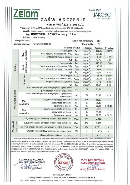 Kocioł, Piec - pellet, drewno, ekogroszek. Uniwersal Power 15 kW.