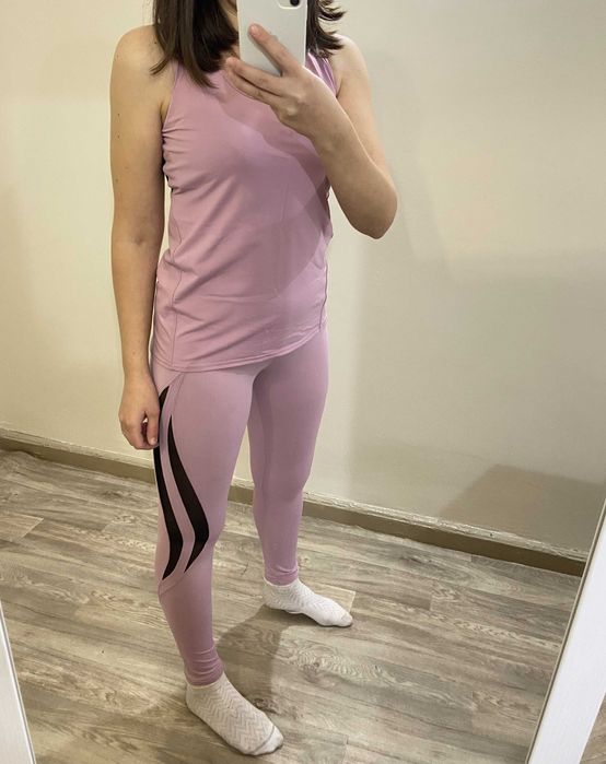 Костюм для фітнеса лосини та майка рожевий