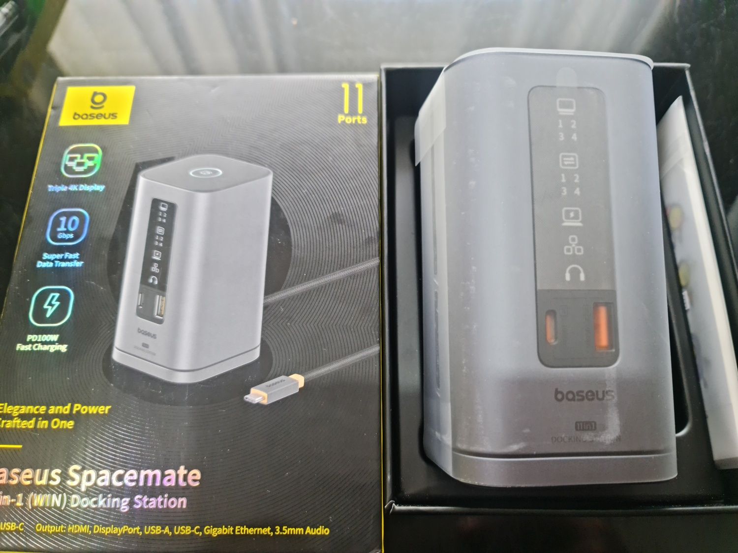Baseus Spacemate 11W1 USB C do 3 monitorow 4K 100W PD ETH AUDIO