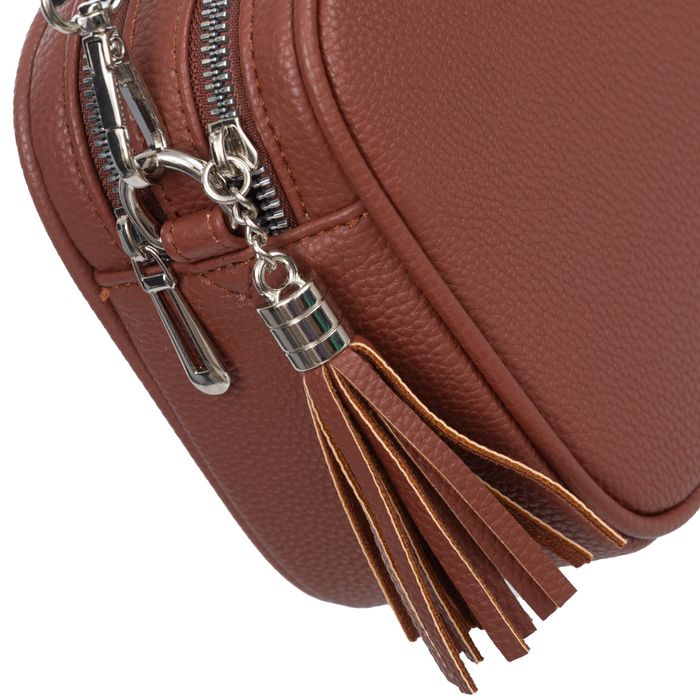 FLORA&CO torebka skórzana eko listonoszka z paskiem V572 c.taupe