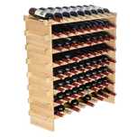 Garrafeira Empilhável Modular de Madeira Bambu - 72 Garrafas