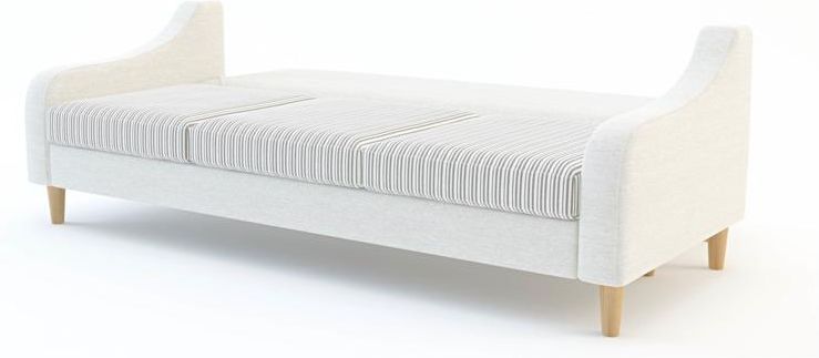 Elegancka jasna sofa na nóżkach z funkcją spania- rozkładana