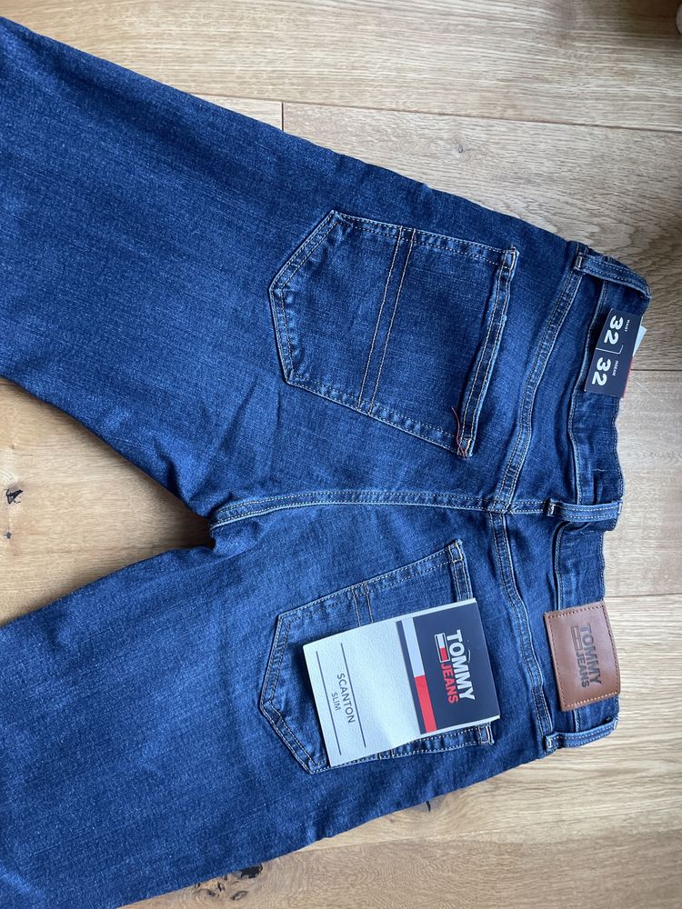 spodnie męskie, Tommy Jeans, Scanton, slim fit, granatowe, W32L32