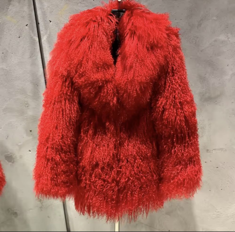 Kontantto kurtka futro czerwien naturalna lama xs-3xl