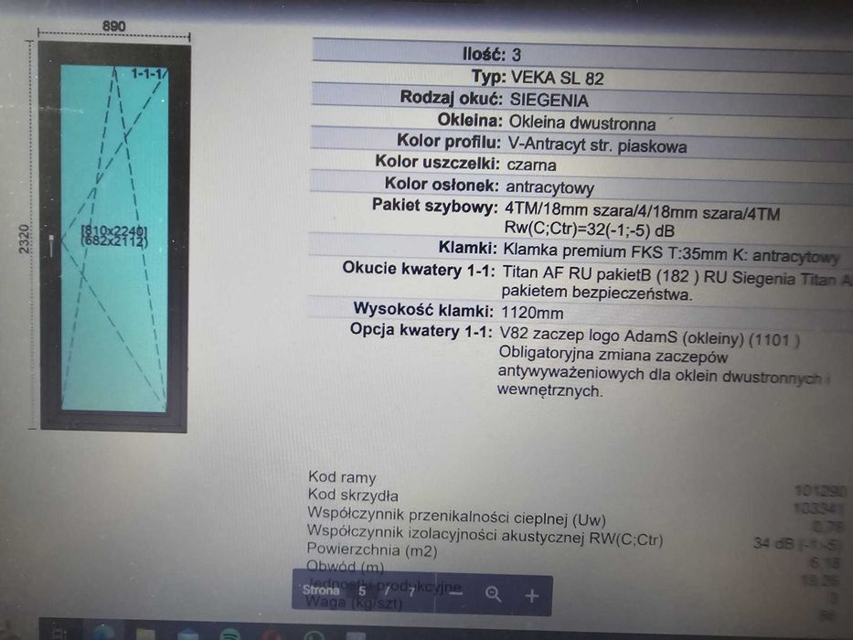 VEKA SL 82 okno balkon taras  antracyt