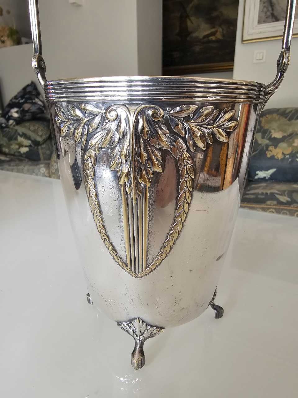Piękny srebrzony kubeł na lód w stylu Empire - WMF