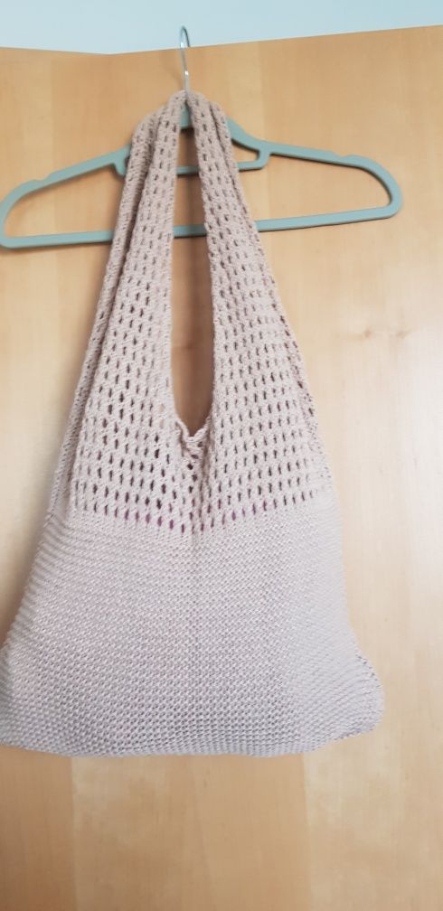 Nowa beżowa ażurowa torba boho na ramię