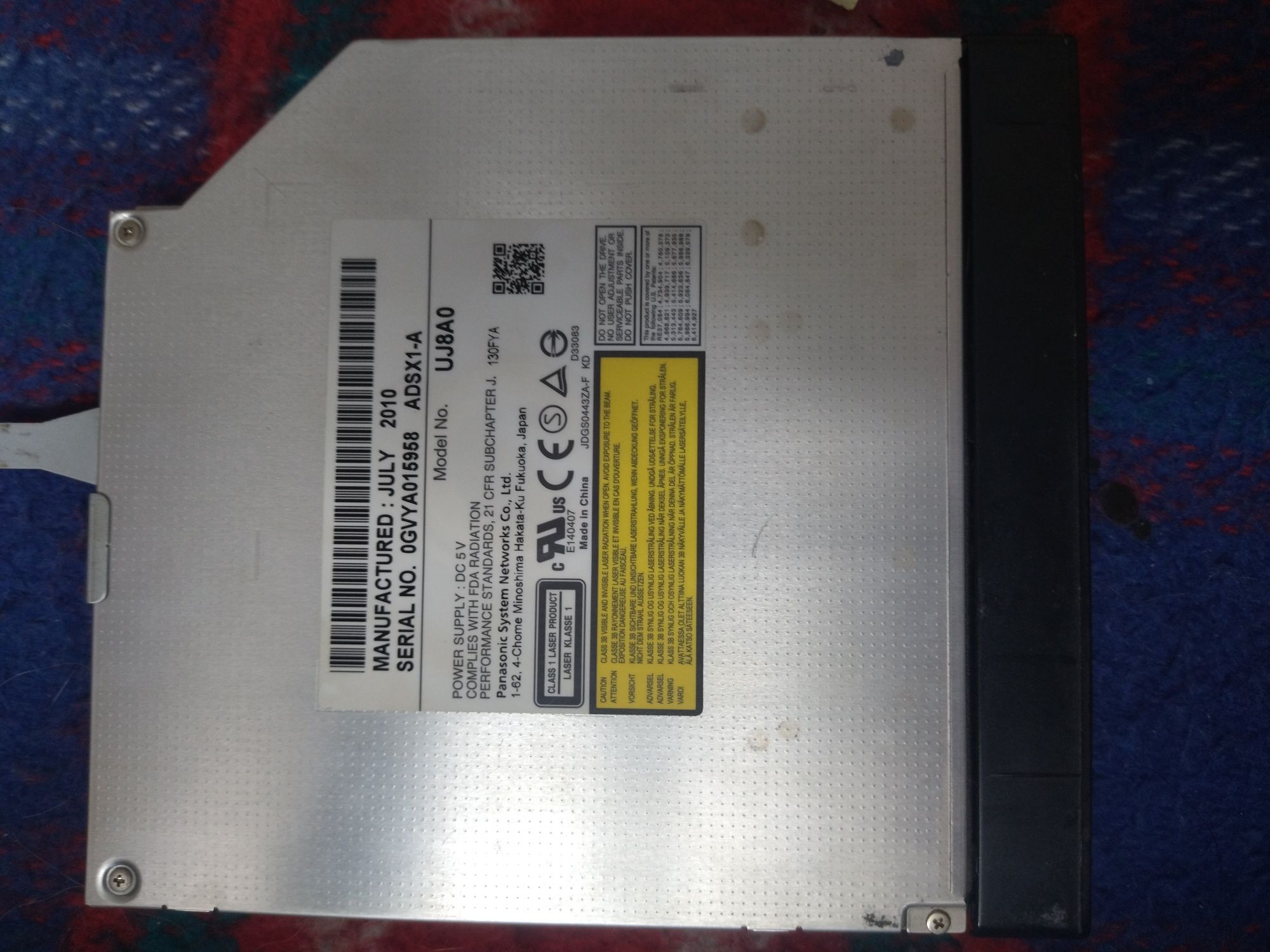 Panasonic UJ8A7 DVD-RW DVD Writer Burner Player SATA 9.5mm Slot AFPK1-