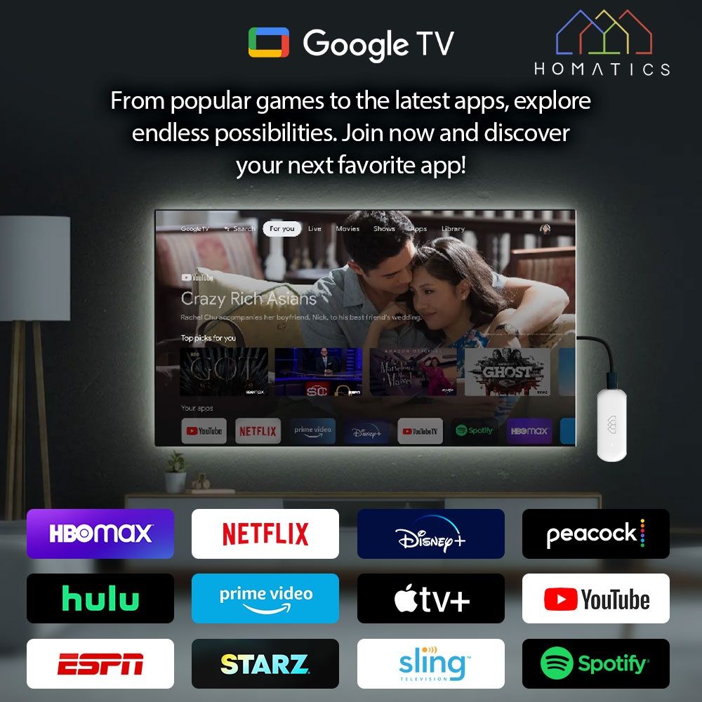 HOMATICS 4K TV Stick 2/32Gb Amlogic S905Y4 NETFLIX Smart TV Box