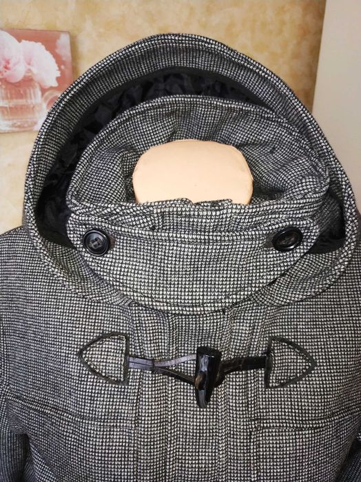 Трендове чоловіче пальто дафлкот від H&M у сірому кольорі вовна,р-р М