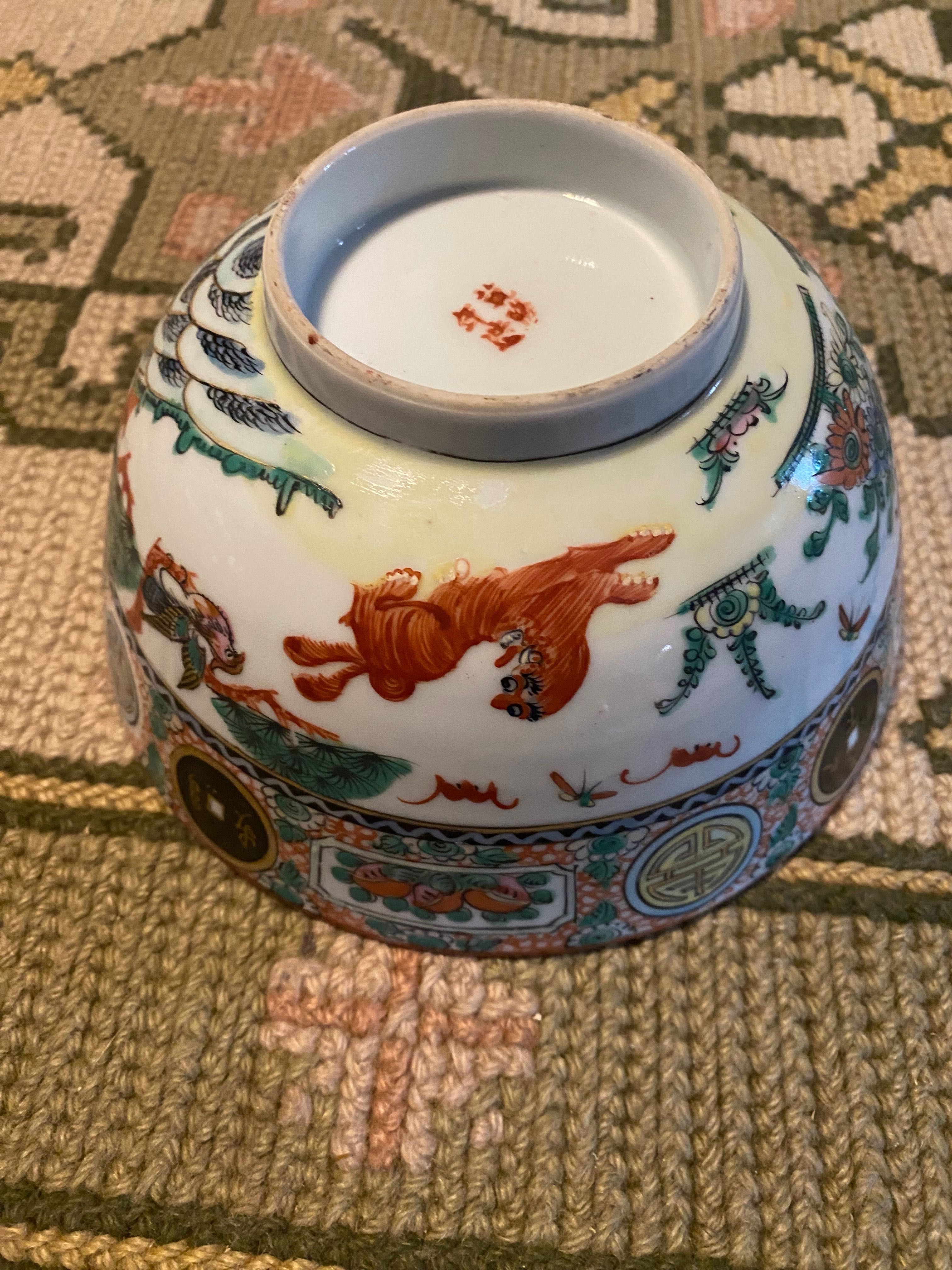 Taça Porcelana Chinesa Séc XIX Família Verde Marcado.