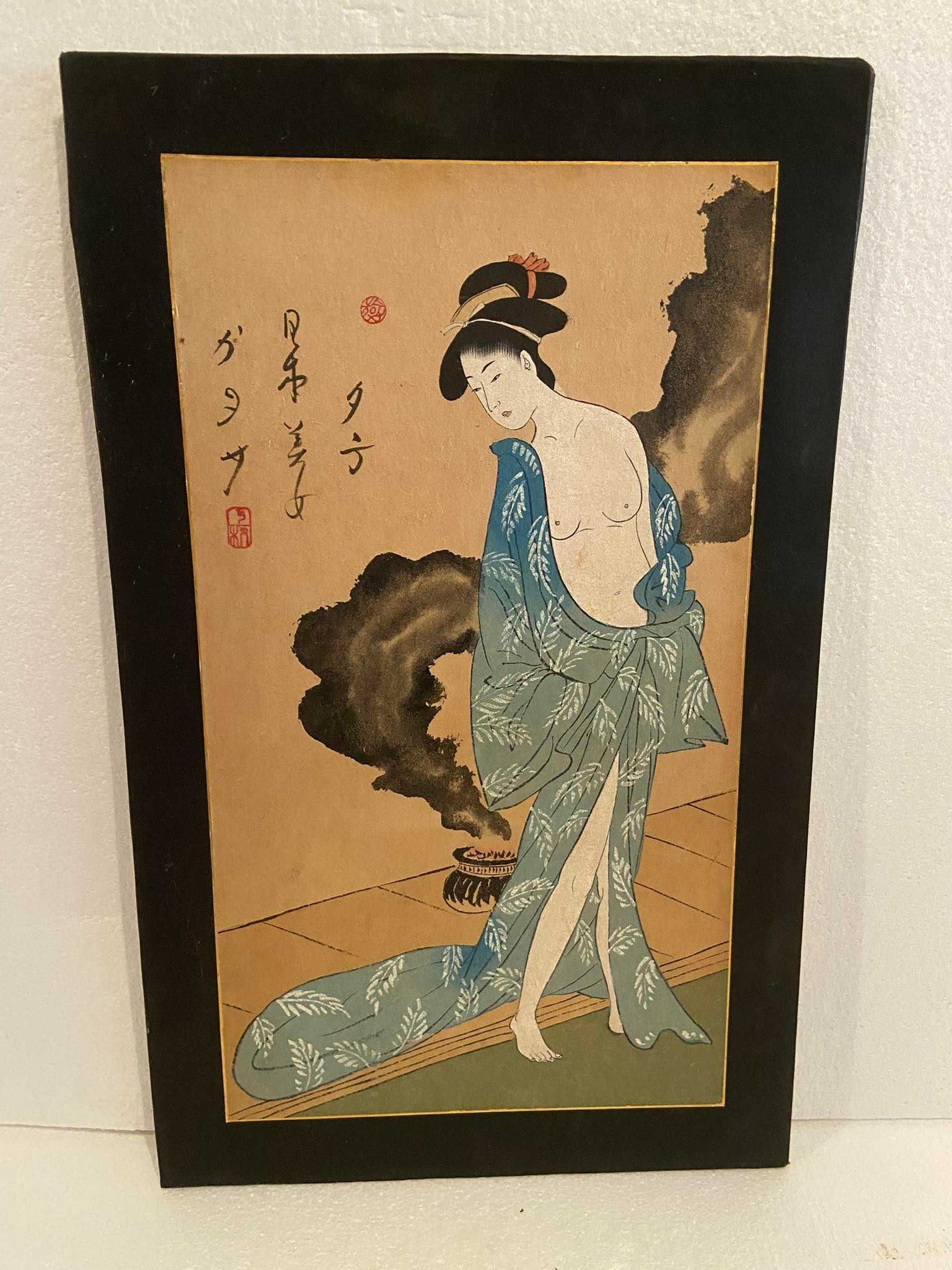 Desenho pintado original de Kitagawa Utamaro Sec. XVIII