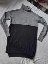Sweter gofl czarny szary wiskoza wełna 38 M