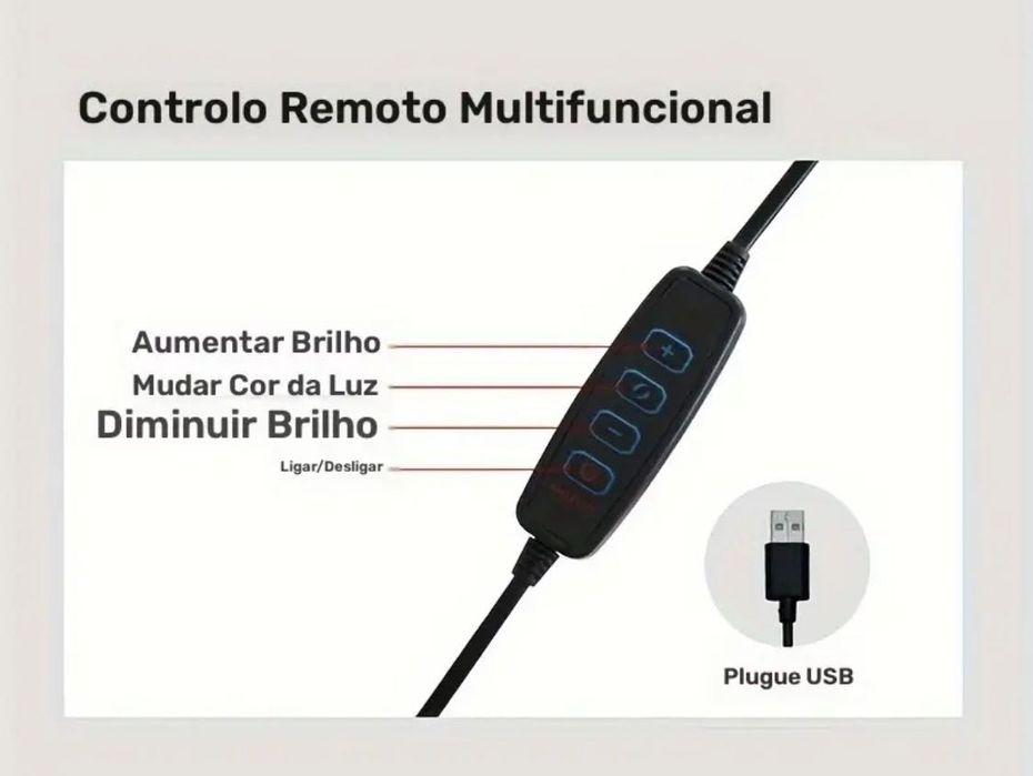 Anel de luz Led 10 polegadas (com suporte para telemóvel)