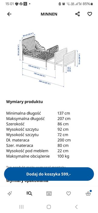 Łóżko dziecięce rosnące i szafa ikea
