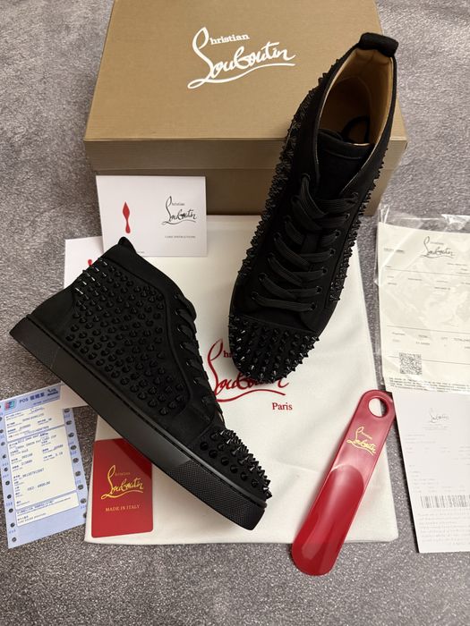 Высокие Кроссовки кеды Christian Louboutin с шипами labuten labouten