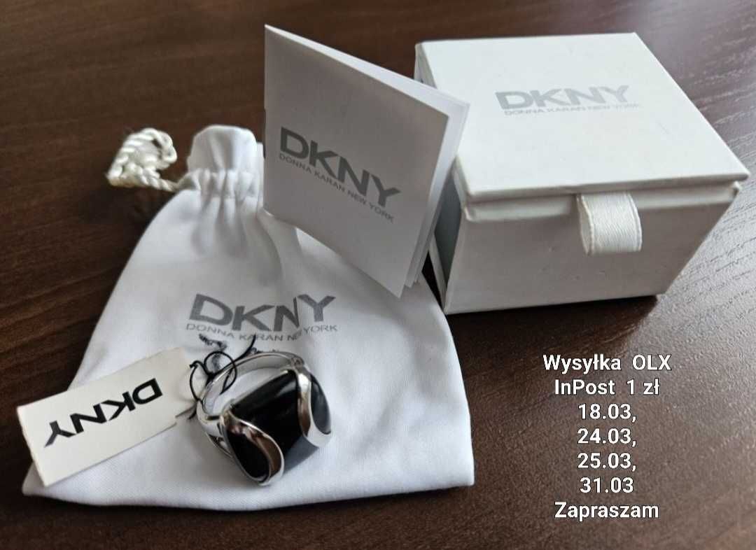 Elegancki Pierścionek DKNY czarny rozmiar 17 NOWY