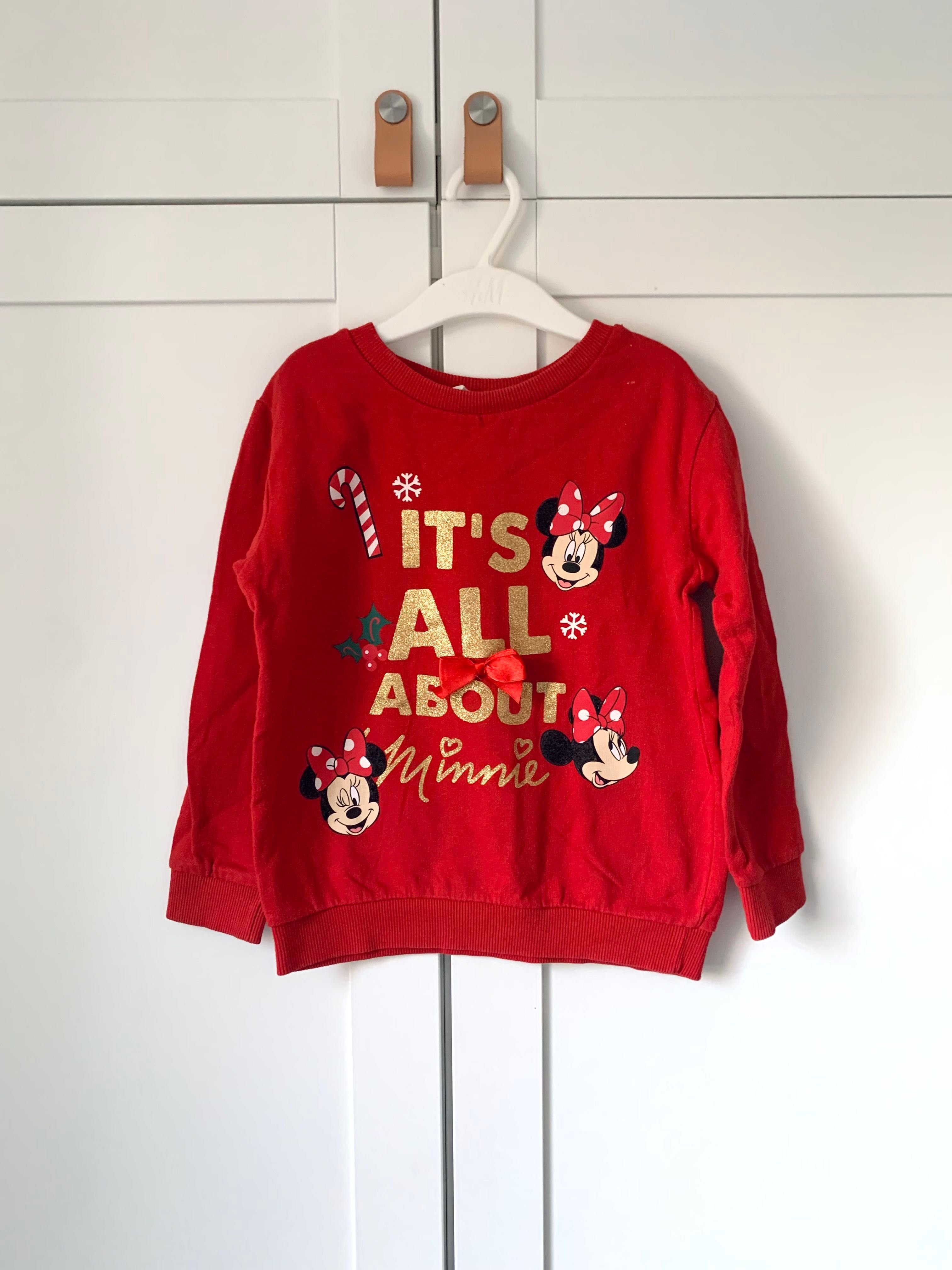 Bluza H&M 110-116, 5/6 lat czerwona święta myszka Disney Miki Mickey