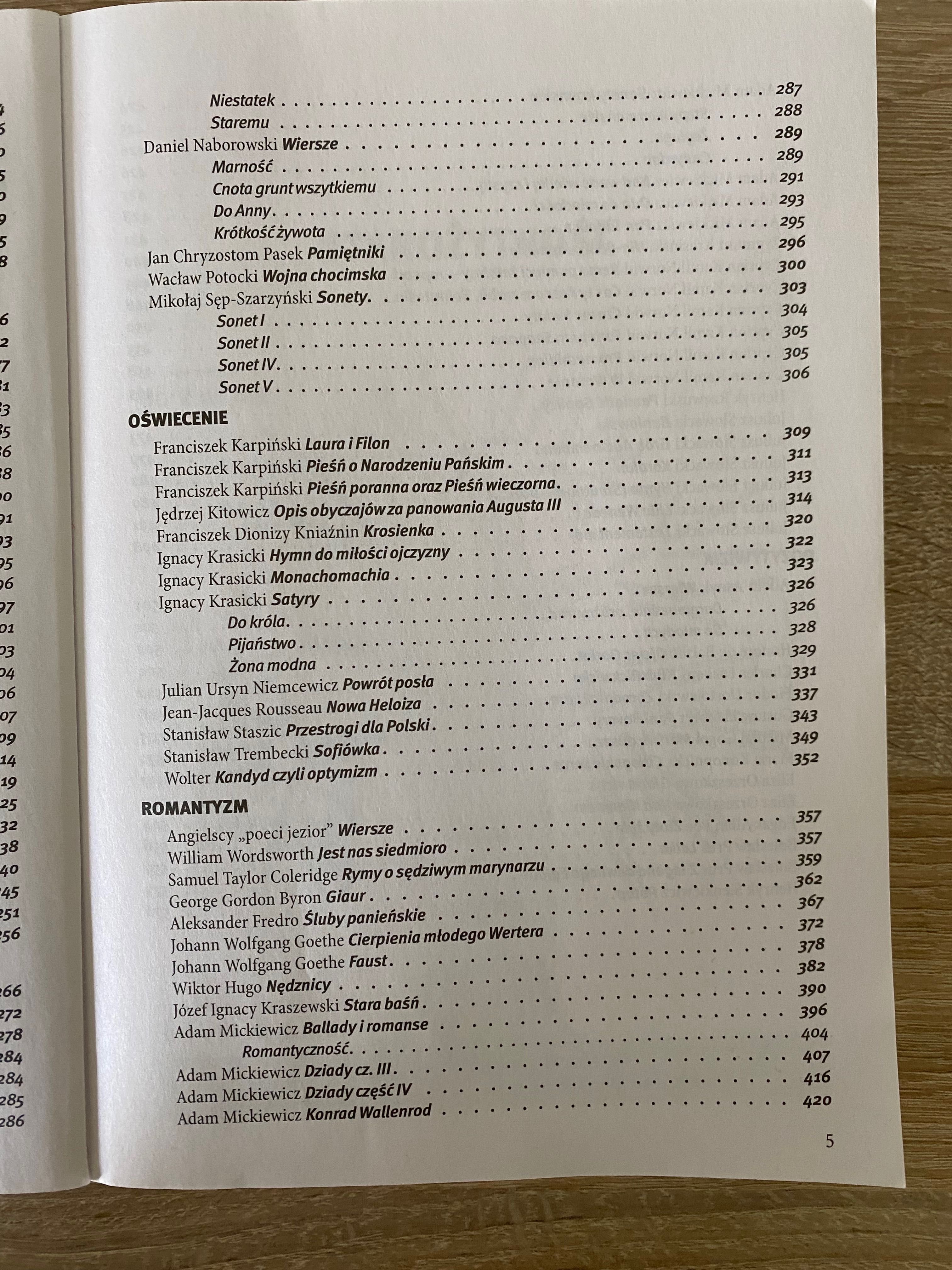 Opracowanie lektur i wierszy dla klas 1-2 liceum i technikum