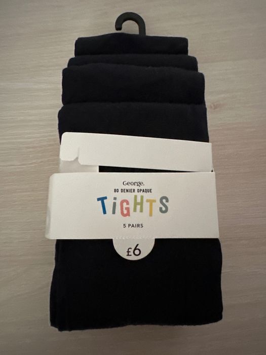 Колготи гетри шкарпетки чорні білі махрові капрон George 7-12